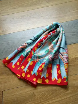 

2019 new arrival fashion elegant brand floral pattern 100% silk scarf 90*90 cm square shawl twill wrap for women free shipping
