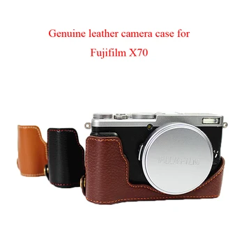 

New Genuine Leather Camera Case Bag Cover For FujiFilm Fuji X70 X-70 Professional bottom cover