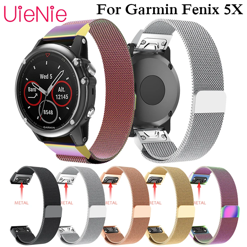 

26mm Milanese Watch Strap Replacement Magnetic Loop Metal Wristband stainless steel Watchband for Garmin Fenix 5X 5X Plus Straps