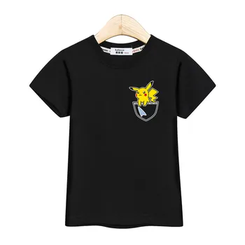 

Funny pockets pikachu tops kids clothes little boys short sleeve t-shirt baby girls cute print costume kid boy casual tee shirt