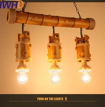 

IWHD American Style Loft Industrial Vintage Pendant Lights 3 Heads Retro Bamboo Hanging Lamp Living Room Hanglamp Home Lighting