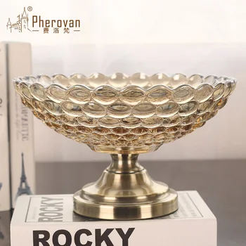 

luxury European style neo classical decorative ware Home Furnishing compote American jewelry crystal glass fruit plate