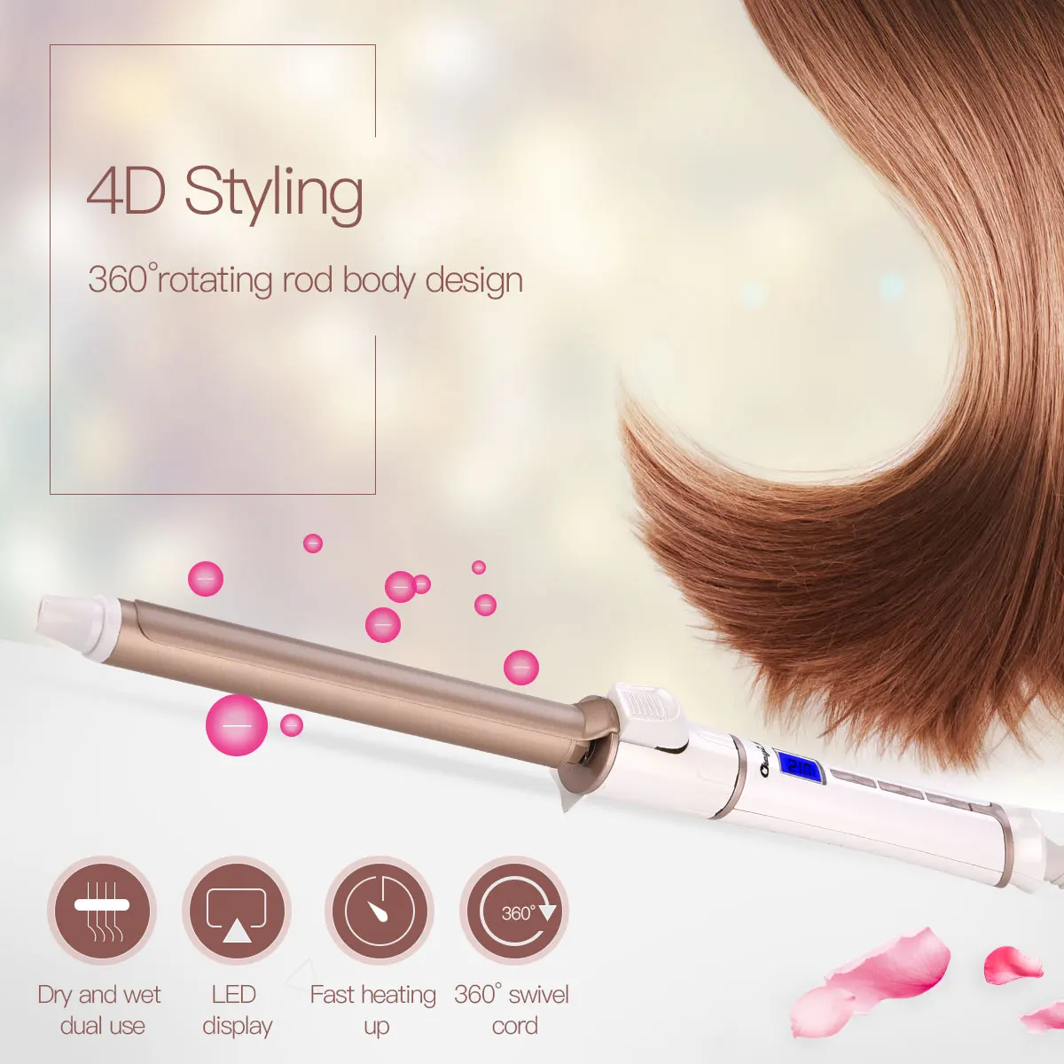 

19mm Professional Hair Curler Ceramic Curling Wand Iron Waver Hair Temperature Adjusted Hair Curl Irons Styling Tool Wet Dry Use