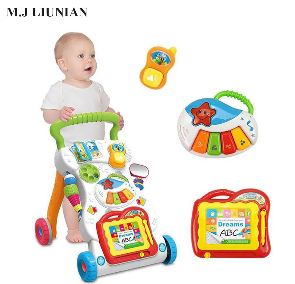 

Baby multifunction walkers cart 3 in 1 combo music piano draw infant ability development stroller kids trolley Walkers NEWEST