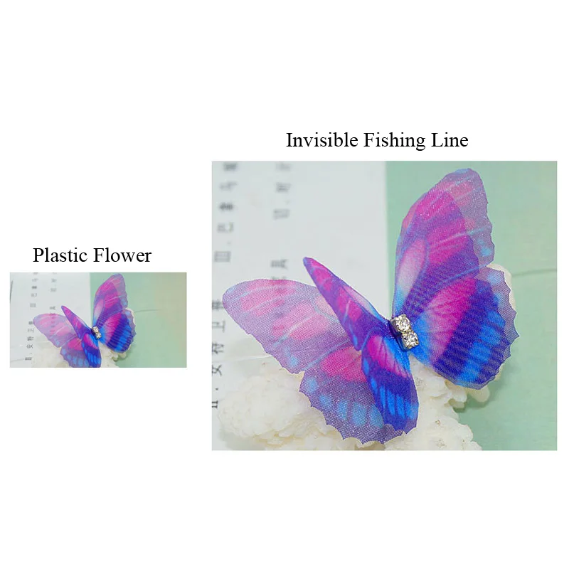 Фиолетовое колье с бабочками ожерелье s для женщин невидимая Рыбная цепь прозрачное ожерелье Модные украшения для лета