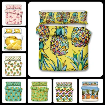 

Watercolor pineapple Digital print Bedding Set Quilt Cover Design Bed Set Bohemian a Mini Van Bedclothes 4pcs BE1208