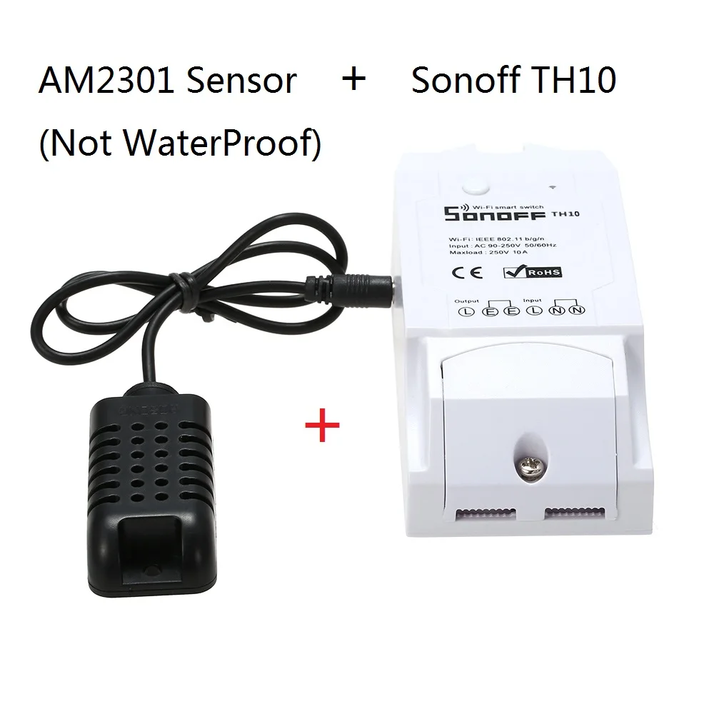 SONOFF TH16 16A/3500W TH10 10A/2200W 90-250V умный Wifi переключатель для контроля температуры и влажности беспроводной домашний комплект для автоматизации работы - Комплект: TH10  AM2301