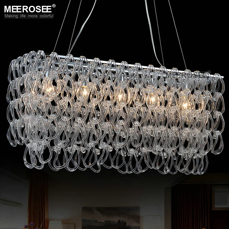 Modern Rectangle Pendant Lights Glass Hanging Lustre de cristal Lamp Dining room foyer Pendant Lighting 100% Guarantee