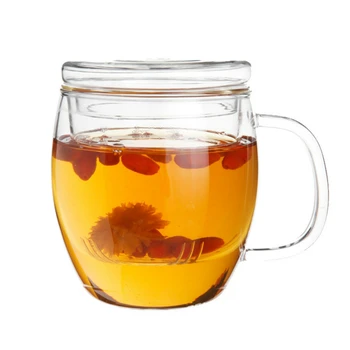 

500ml Creative Covered Filter Tea Glass Transparent High Temperature Single Layer Tea Mug Simple and Convenient Tea Cup