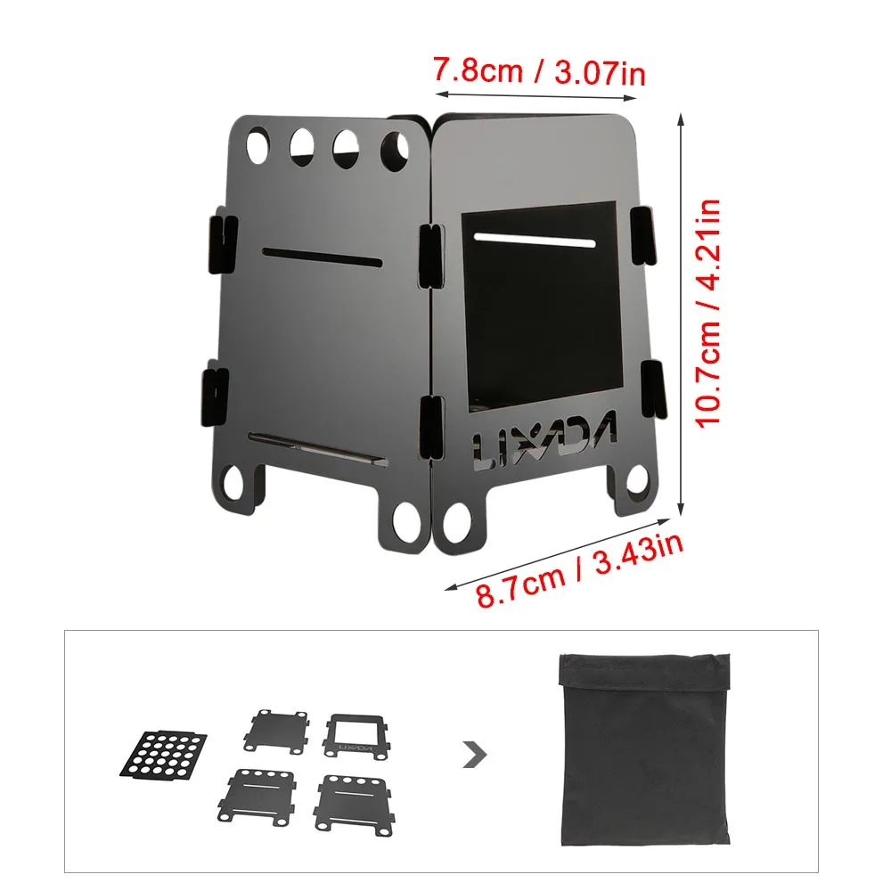 Lixada титановая походная плита из нержавеющей стали, складная дровяная плита, спиртовая плита, портативная, для пикника, для приготовления пищи, горелки с сумкой