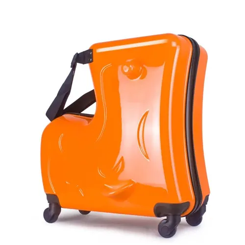 KLQDZMS 20/24inch Cute Cartoon Children Travel Suitcase Multifunction Rolling Luggage Spinner Suitcase Wheels kid Trolley Bags - Цвет: Orange