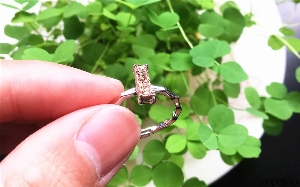 Rectangle drop Aura Druzy Ring 10