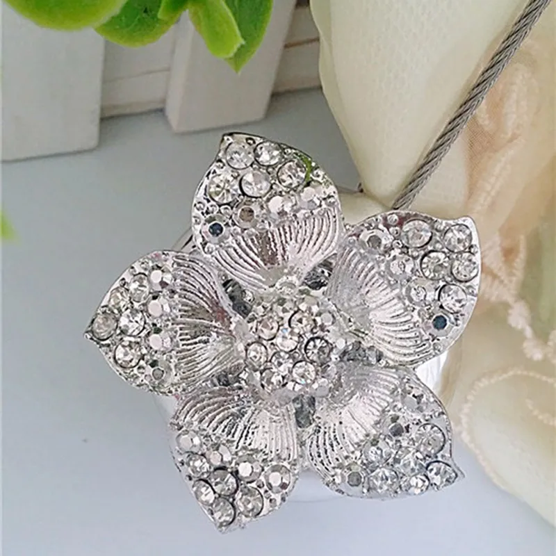

New Exquisite Novel European Style Cherry Curtain Clips Tiebacks Holdbacks Magnetic Diamond Flower Curtain Clips Tiebacks