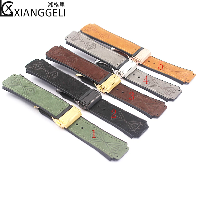 

Matte Men's & Women's Leather Watch Band Matte For Hublot Big Bang Series Rubber Strap 25mm*19mm Watchs Accessories