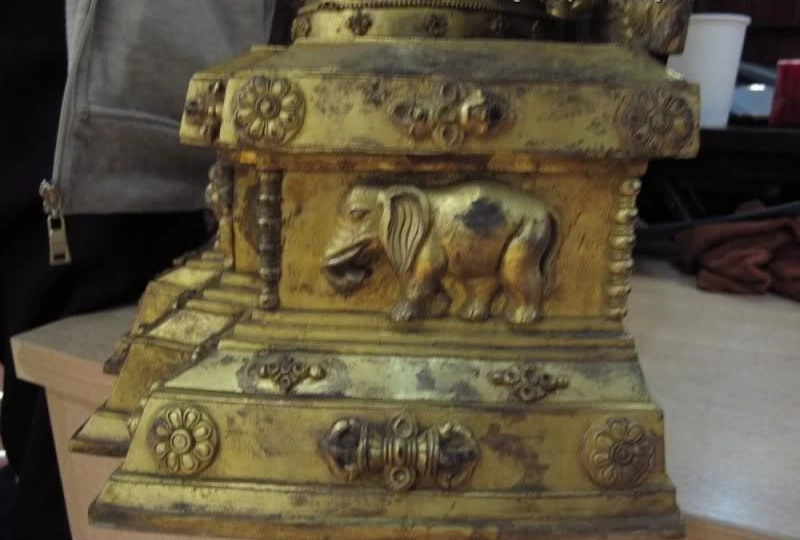 21 китайско Тибет бронза красная медь 24 К золото позолота Sakyamuni шакамуни статуя Будды