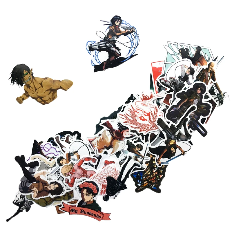 42 шт./лот, японское аниме, атака на титанов, Mikasa Levi Eren, наклейка s для телефона, багажа, ноутбука, наклейка с велосипедом на стену, игрушка, наклейка для детей