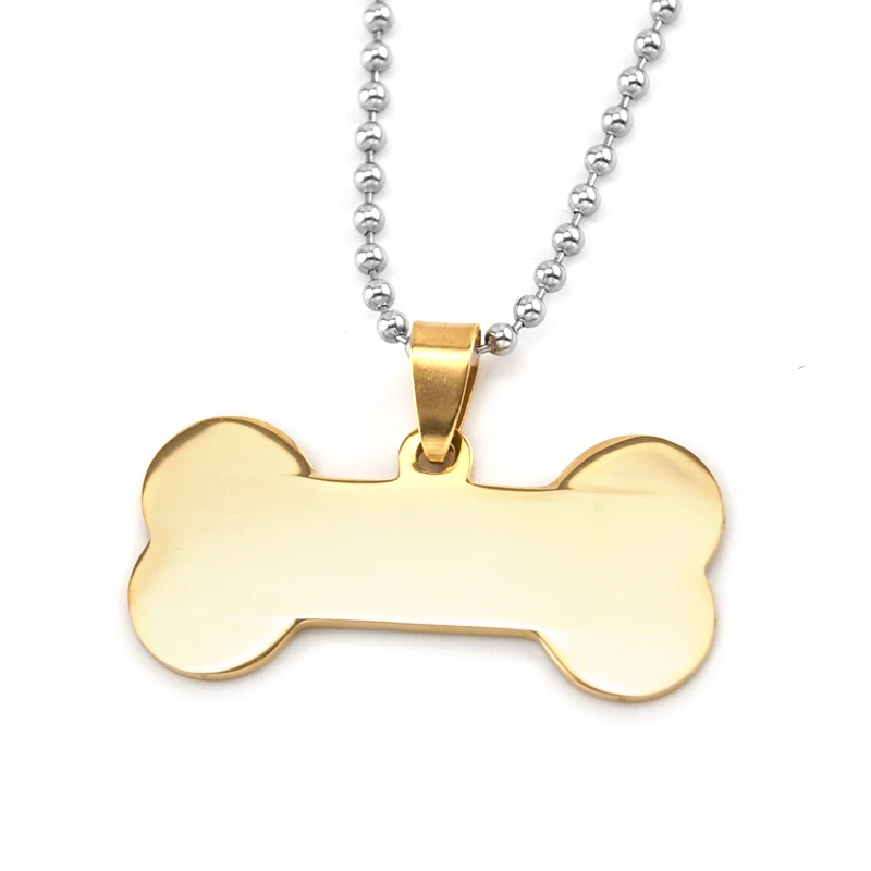 19x40mm gold color Dog bone dog tag puppy pet collar pendant Stainless