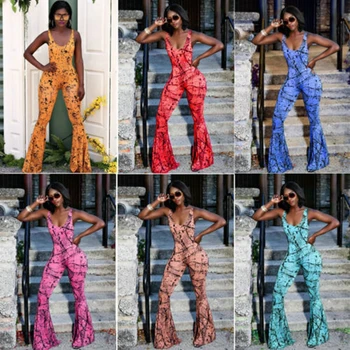 

Women Holiday Straps Romper Beach Backless Long Flare Pants New S-XXXL Large Size