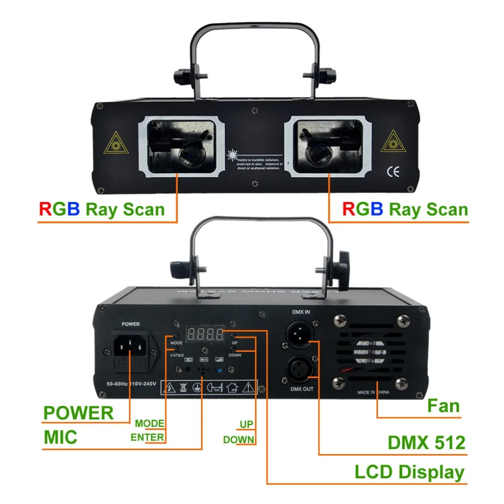 Sharelife 2 объектива RGB полноцветный DMX луч сетевой лазерный светильник для дома Gig