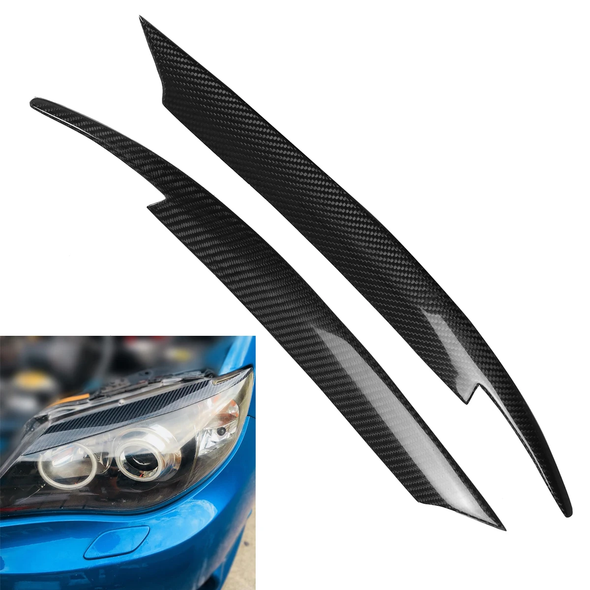 

Carbon Fiber Car Styling Front Headlamp Eyebrows Trim Cover Accessories for subaru Impreza WRX STi X 10th 8-11