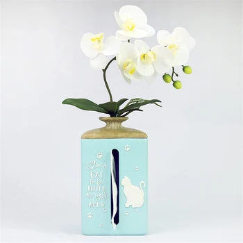 

Minimalist Creative Cat Flower Vase Design Desktop Paper Napkin Tissue Container Box Case For Living Room Tea Coffee Table