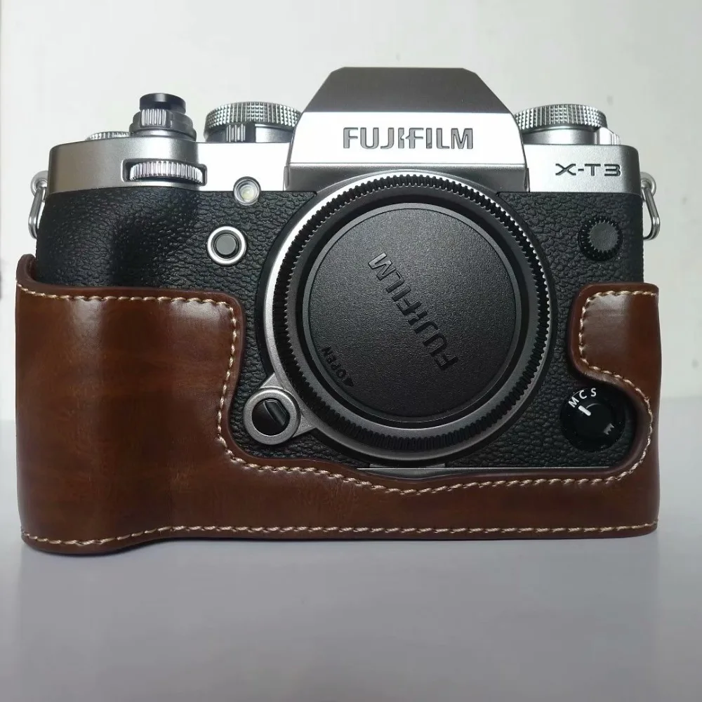 Goedkoop Camera Bag Case Voor Fufijilm X T3 XT3 X T2 XT2 PU Leer Half Body Set Cover Met Batterij Opening, gratis Verzending