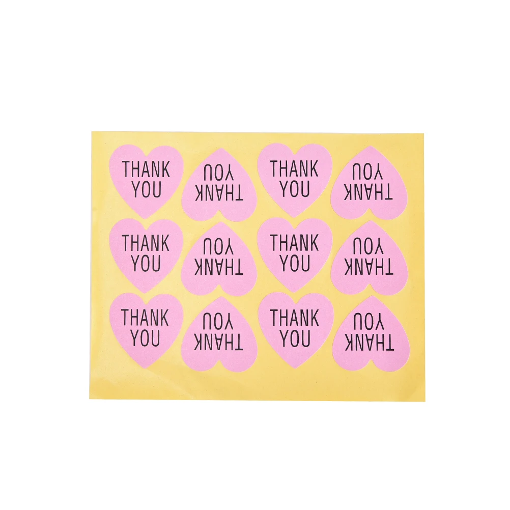 Peerless розовые в форме сердца спасибо Запечатанные этикетки наклейки 12 шт/лист