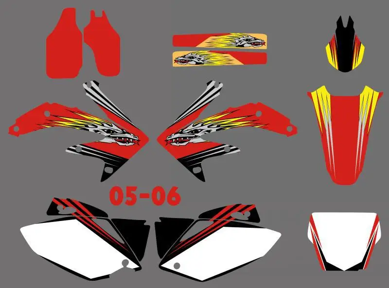 

New Style   (0168 Dragon ) TEAM GRAPHICS&BACKGROUNDS DECALS STICKERS Kits for  CRF450 2005-2006