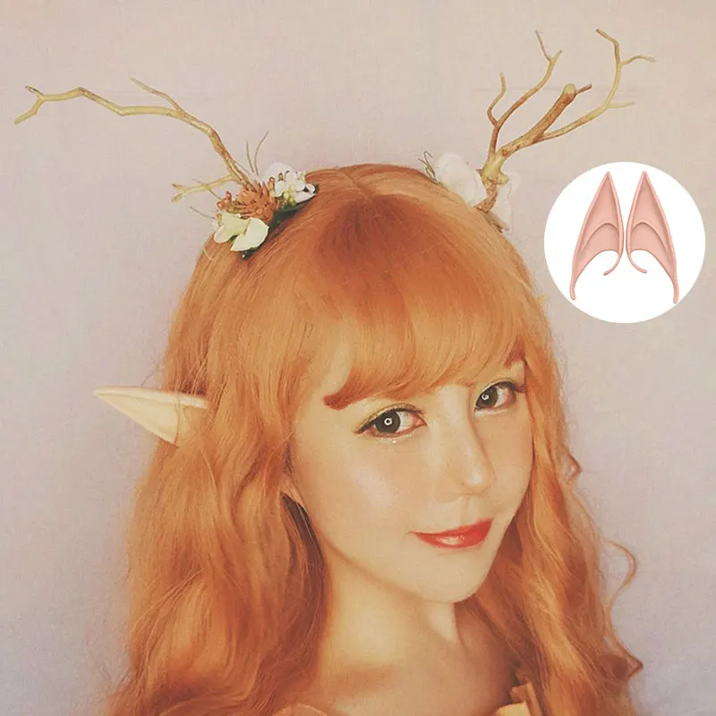 1pair Fake Soft Angel Elf Ears Simulation Ear Props Cosplay Elf Fairy Accessories For Halloween Christmas Event Party Decoration