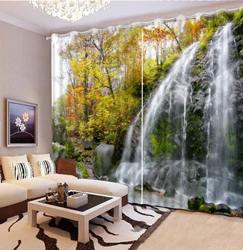 

Cliff Falls Nature Landscape 3D View printing Blackout Curtain Custom Children's Curtain for window Living Room CL-DLM755