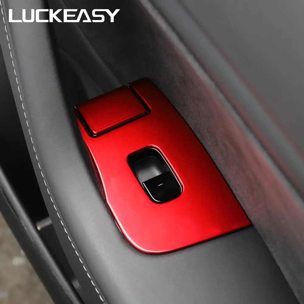 LUCKEASY окна автомобиля кнопки изменение ABS патч для Tesla модель 3- самолет версия Красный Белый подъюбник 6 шт./компл