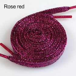 Shiny Glitter Gold and Silver Colorful Shoelaces - 16 Vibrant Colors (Rose red)