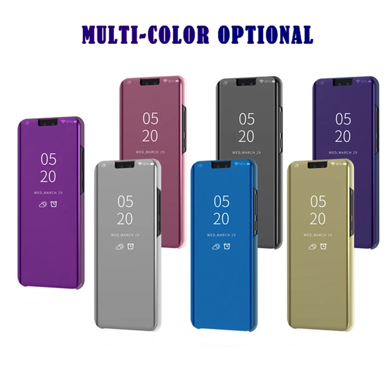 Прозрачный зеркальный кожаный чехол для Huawei Y5 Y7 Prime Y6 Y9 2018 P Smart Plus 2019 Honor 10 9 8 Lite 8X Max
