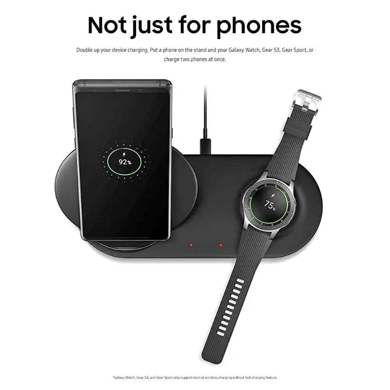 

For Samsung Wireless Charger Duo Dock Dual EP-N6100TBCGCN Fast charging for Galaxy Note 9 8 S9 S8 + Watch Gear S3 Quick Charge
