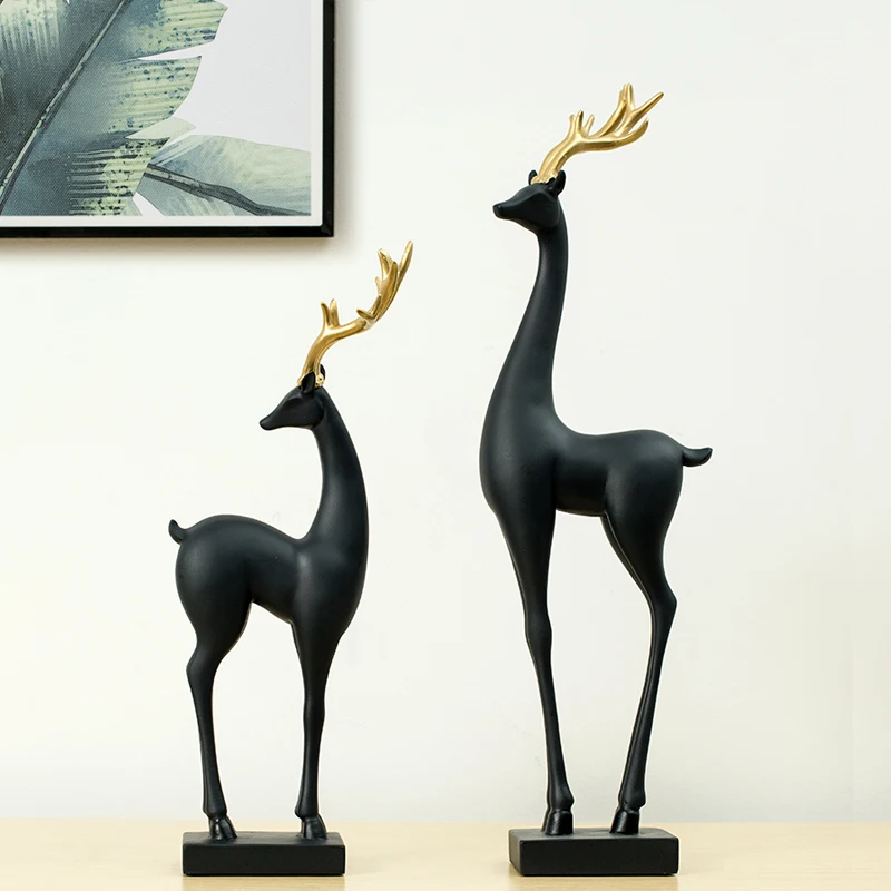 Deer Statue Home Decoration Accessories 44x13cm Vintage Elk Abstract