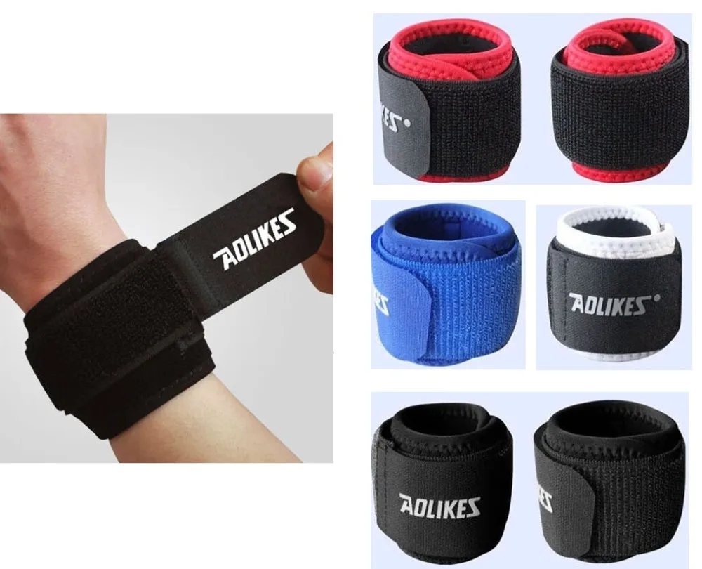 2pcs/lot Adjustable Sport Wristband Wrist Brace Wrap Bandage Support Band Gym Strap