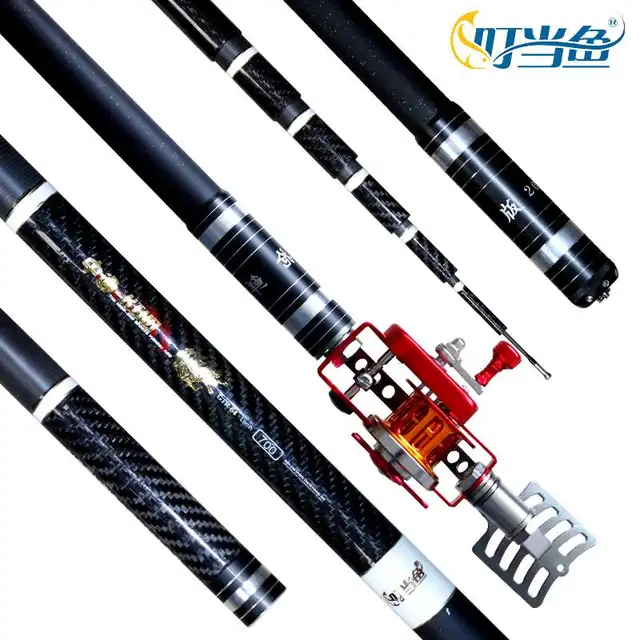 Cheap Dual-use hollow rod taiwan fishing rod 7.2m superhard rod with full metal automatic wire spread reel or Gear ratio reel 3 tips