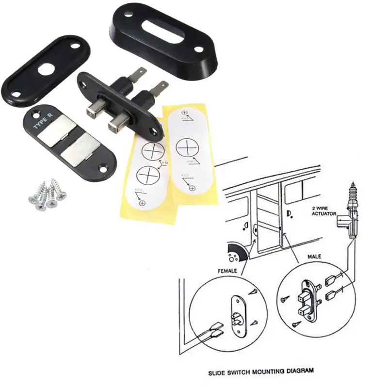 Один комплект черный раздвижной двери контактный переключатель для Ван Центральный замок системы автосигнализации