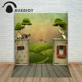 

Allenjoy Backgrounds filming Cat windows with wooden houses professional camera photography vinyl backdrops