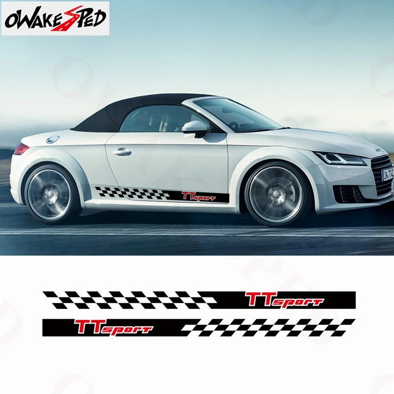 

Racing Lattices Vinyl Decals Sport Stripes For Audi TT RS Car Door Side Skirt Stickers Auto Exterior Waterproof Decal