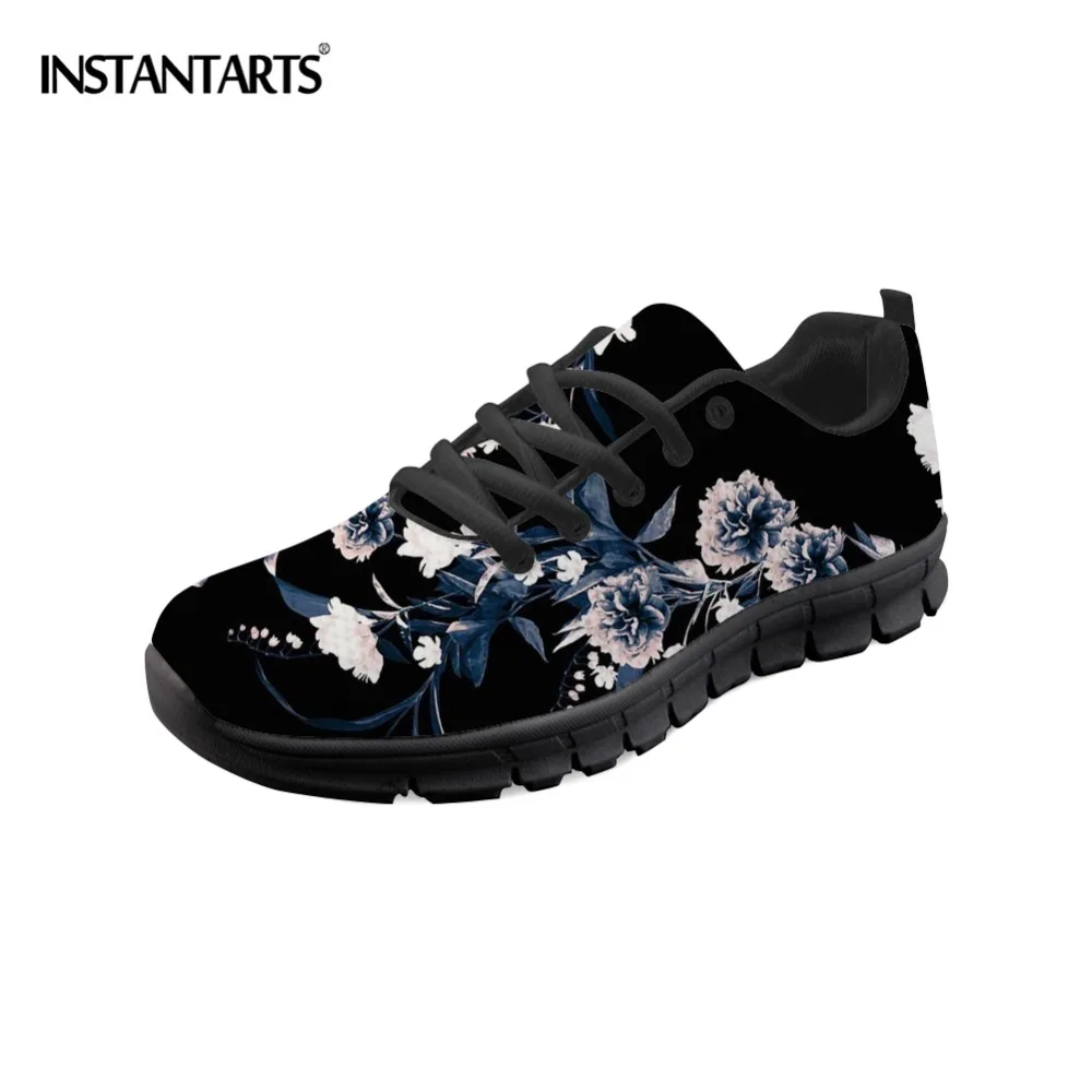 

INSTANTARTS Fashion Floral Pattern Women Casual Flats Sneaker 3D Custom Brand Printing Design Comfortable Walking Shoes Sneakers