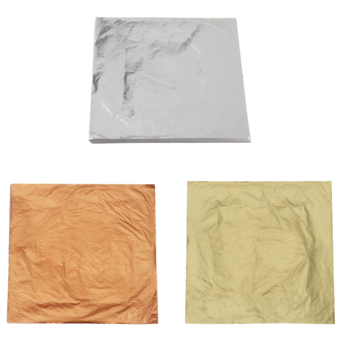 100pcs/lot 14x14cm 1Imitation Gold Silver Copper Leaf Leaves Metal