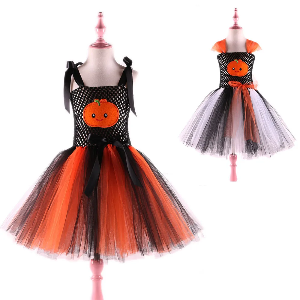 

Rainbow Girls Pumpkin Tutu Dress Kids Halloween Costume for Girls Children Birthday Party Dress Girls Princess Cosplay Costumes