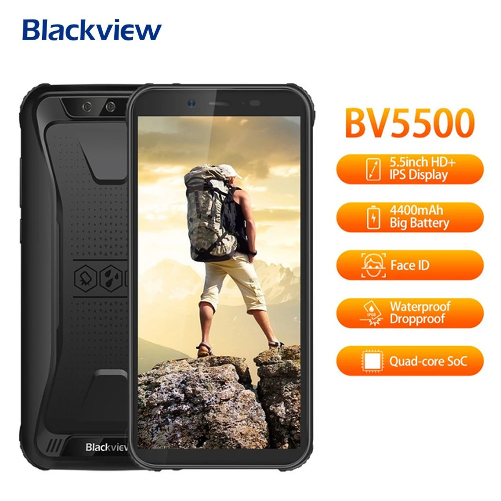 Blackview BV5500 IP68 Android 8 1 водонепроницаемый 3g смартфон 2 ГБ + 16 Гб 5 дюймов 18:9 экран 4400 мАч
