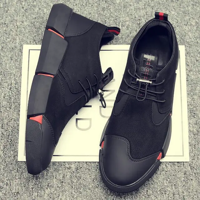 Brand High quality all Black Men s leather casual shoes Fashion Sneakers winter keep warm with Brand High quality all Black Men's leather casual shoes Fashion Sneakers winter keep warm with fur flats big size 45 46 LG-11