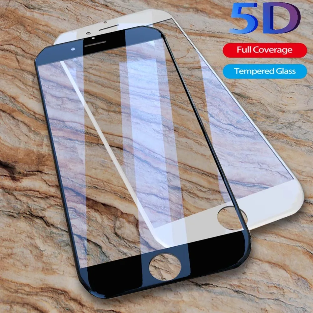 5D закаленное стекло для iphone 6 6S 7 8 плюс 5 SE 5S на пленке 9 H HD экран протектор Ясно