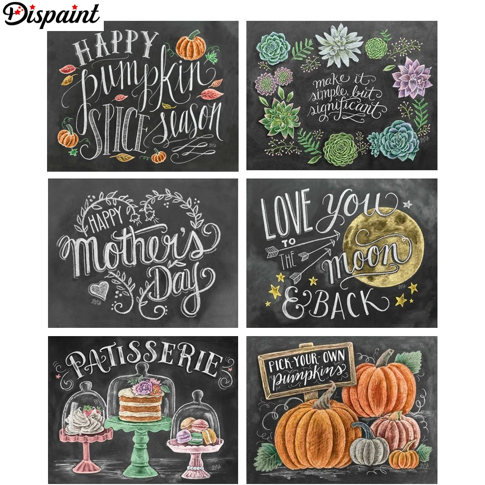 HUACAN-Diamond-Embroidery-Blackboard-Text-Mosaic-DIY-Diamond-Painting-Cartoon-Cross-Stitch-Full-Square-Drill-Decoration