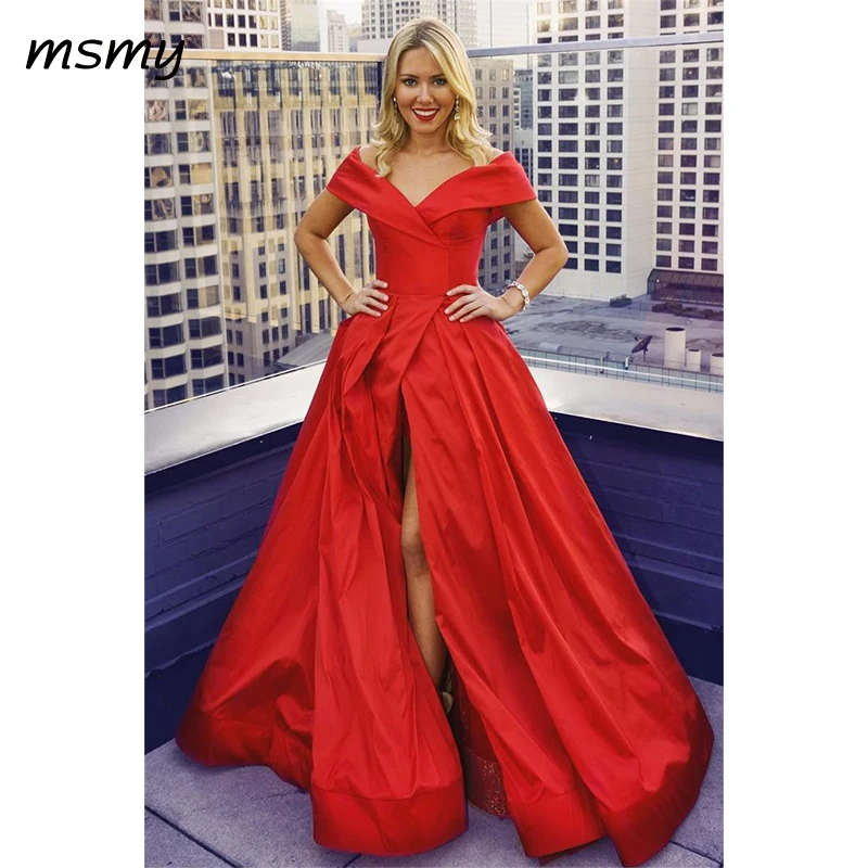 Off the Shoulder Royal Blue Long Prom Dress with Side Slit