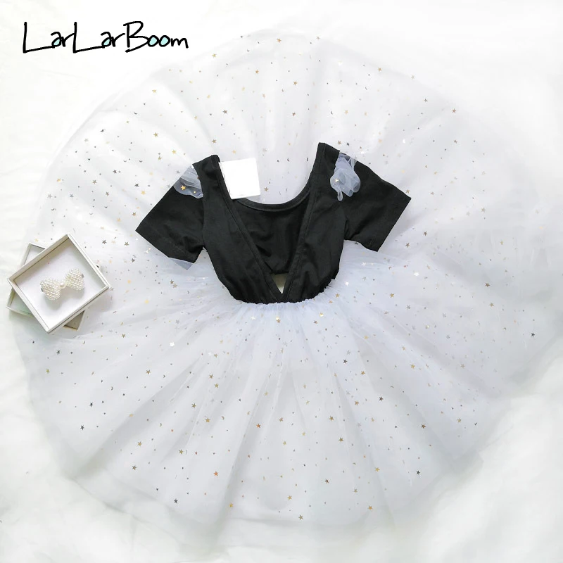 

LarLarBoom Girl Dress 2019 Summer Short Sleeve Kids Dresses for Girl Backless Deep V-neck Star Full Dress Fashion Children Dress