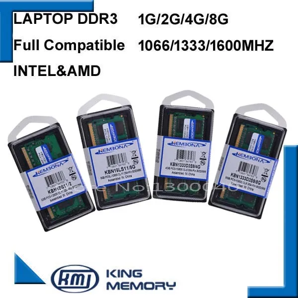 Kembona sodimm ОЗУ память ноутбук DDR3 2 GB 4 GB 8 GB DDR3 PC3 8500 1066 MHz DDR3 PC3 10600 1333 Mhz DDR3 PC3 12800 1600 MHz 204pin